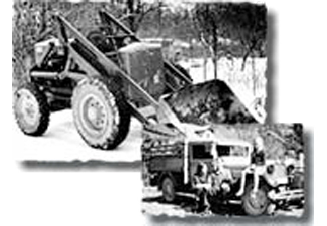Bild oben: Zettelmeyer Radlader Bj. 1954, Bild unten: Fam. Nöhmer mit Steyr LKW Bj. 1954