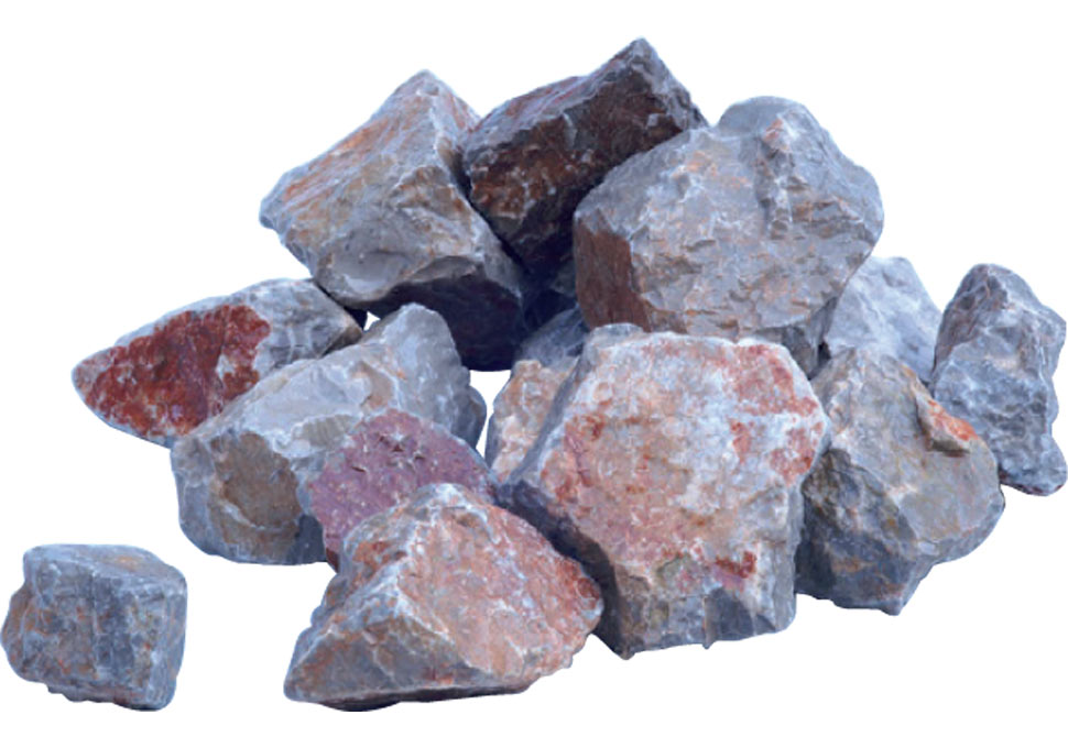 Steinkorbfüllmaterial Kalkbruch grau rot