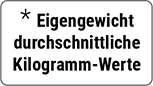 * Eigengewicht durchschnittliche Kilogramm-Werte